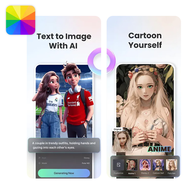 UI of Fotor to create a Vtuber