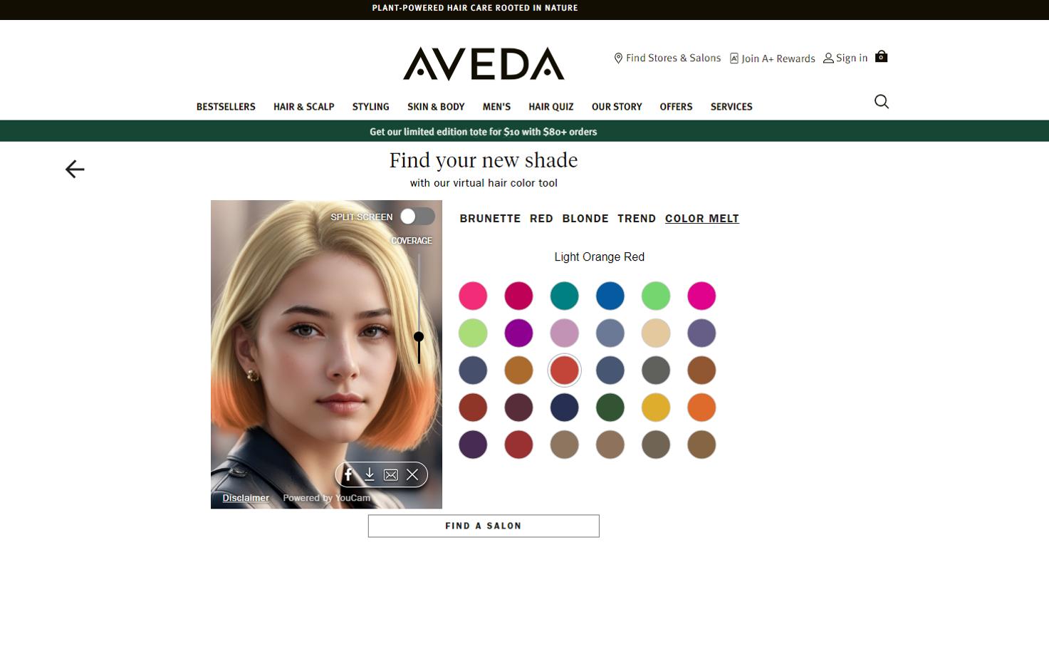 Aveda - 6e Meilleur simulateur de couleur de cheveux