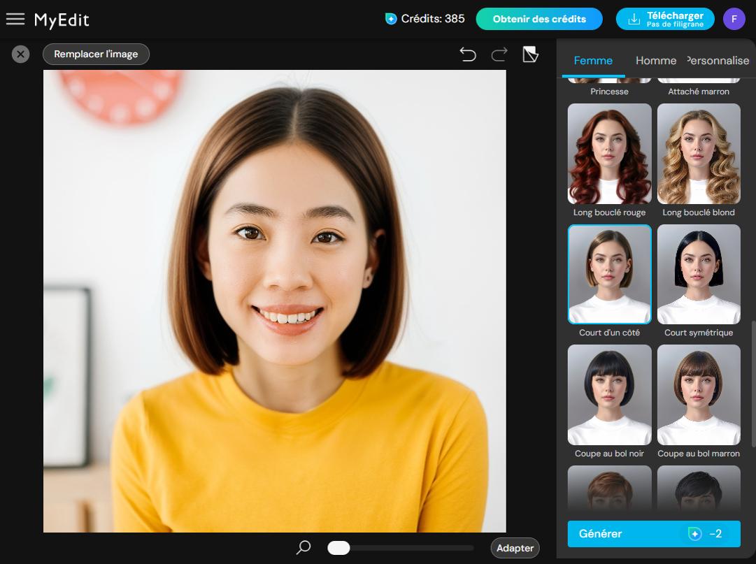 MyEdit - Nouvel outil coiffure IA