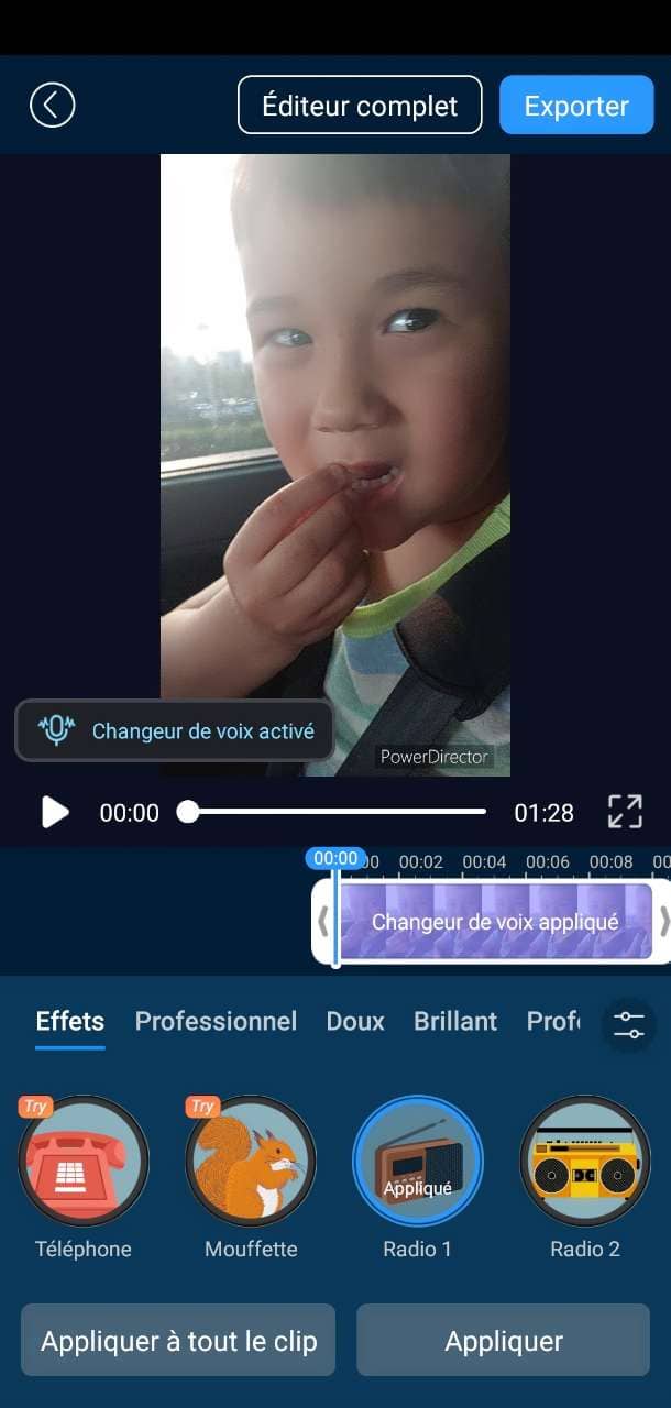 Application PowerDirector - Modificateur de voix sur mobile