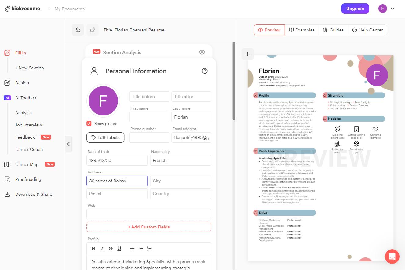 Kick Resume - 7e meilleur site d'intelligence artificielle