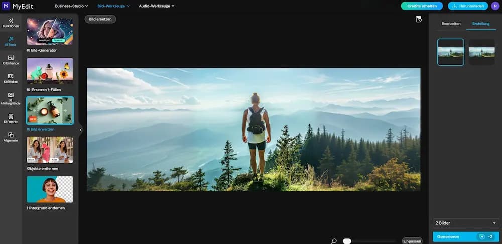 MyEdit ausprobieren und Bilder mit KI erweitern