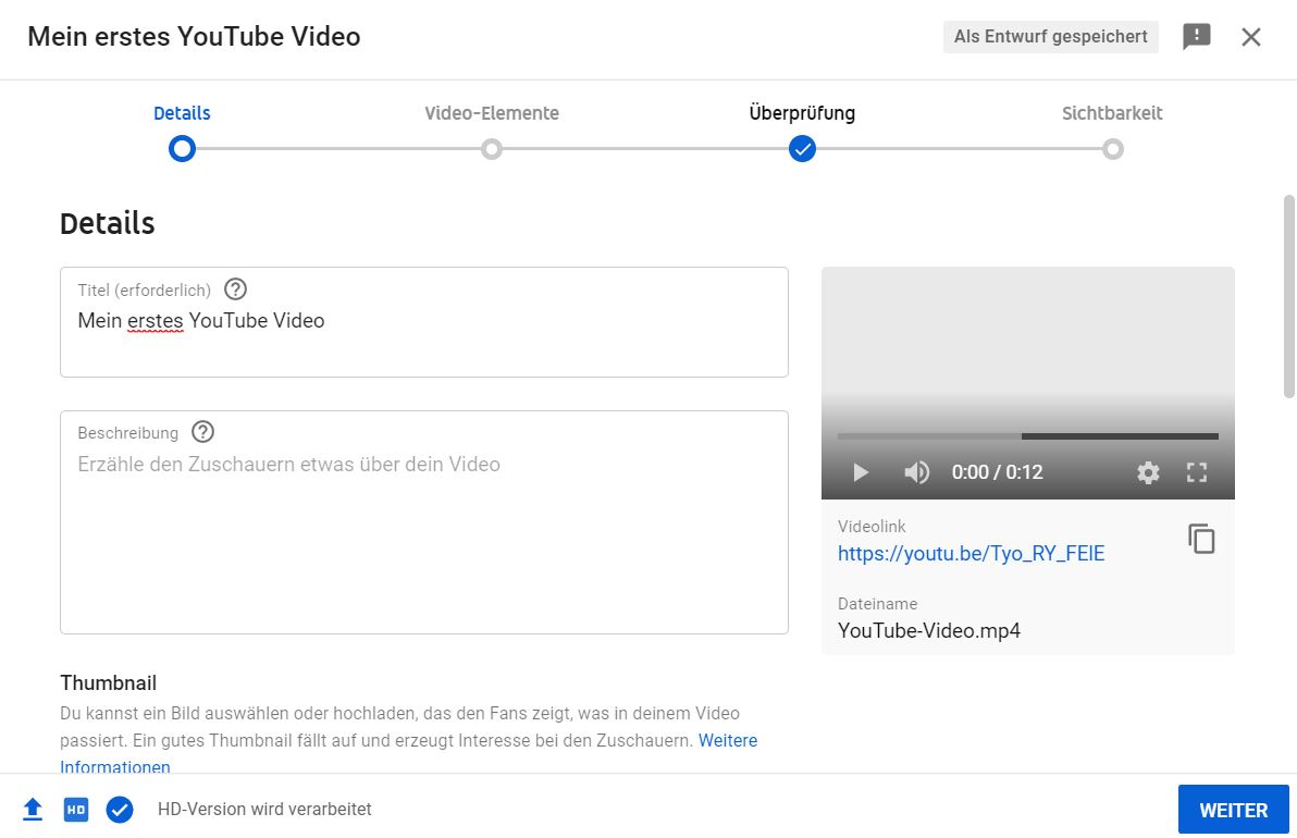 Hinzufügen von YouTube tags