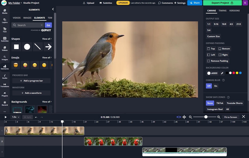 Kapwing 인터페이스
