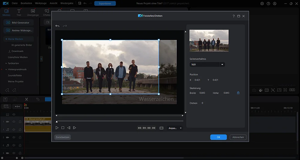 Videos zuschneiden, um Wasserzeichen zu entfernen