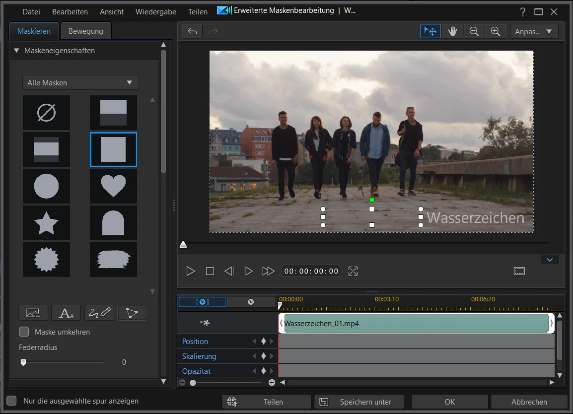 Videomaske erstellen, um Wasserzeichen zu entfernen