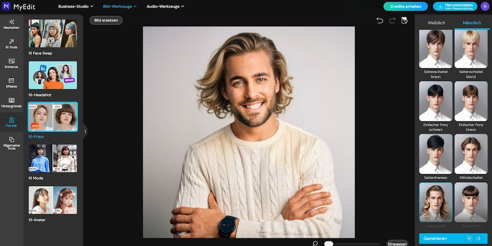 MyEdit - Der beste Online-Editor mit KI-gestütztem Frisuren-Tool