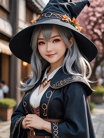 MyEdit AI 生成画像 おしゃれな魔女のコスプレ