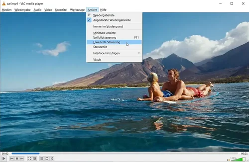 Erweiterte Steuerung im VLC Player anzeigen lassen