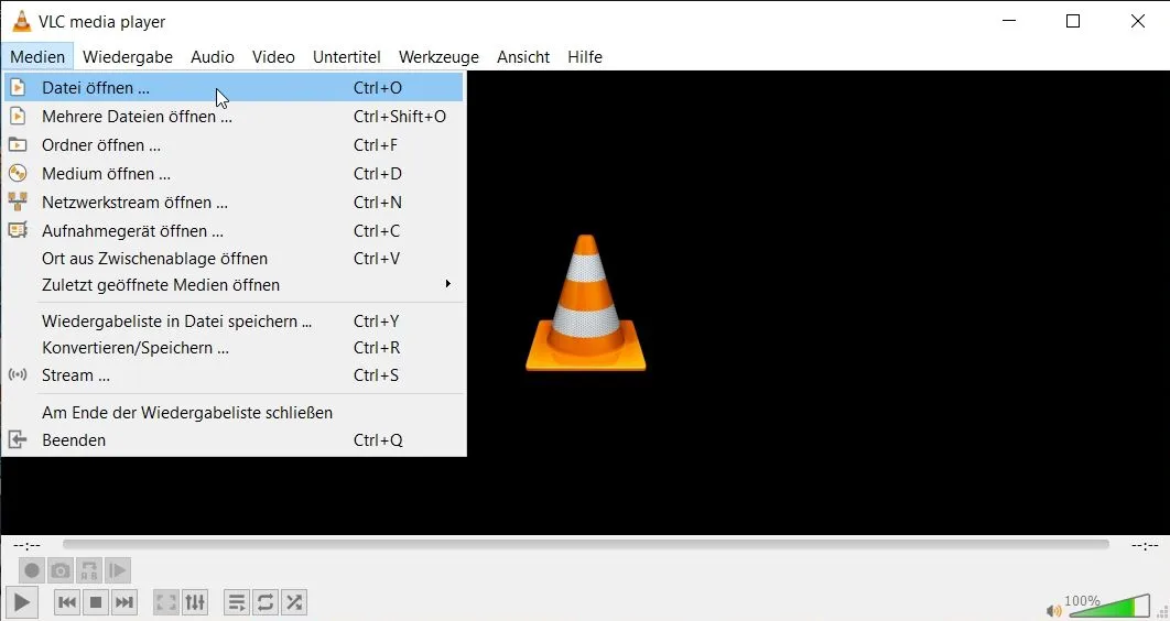 Video in den VLC Player laden