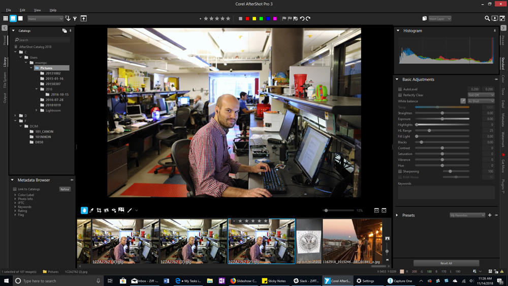 Corel Aftershot Interface