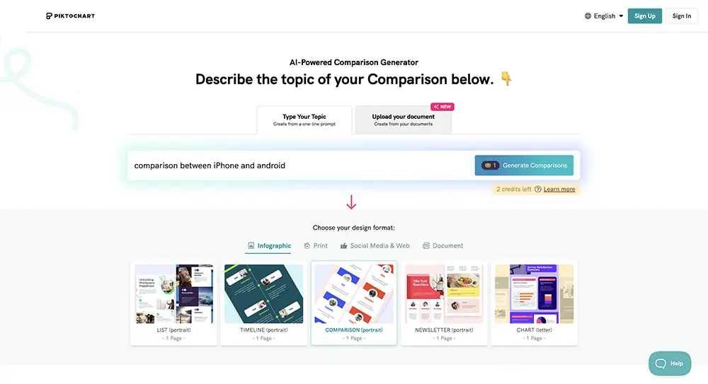 Piktochart Interface