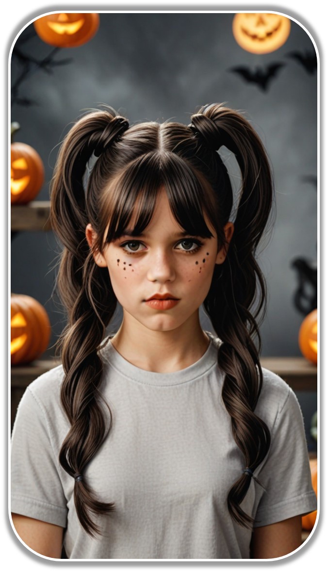 Coiffure d'Halloween 5 - Mercredi Addams
