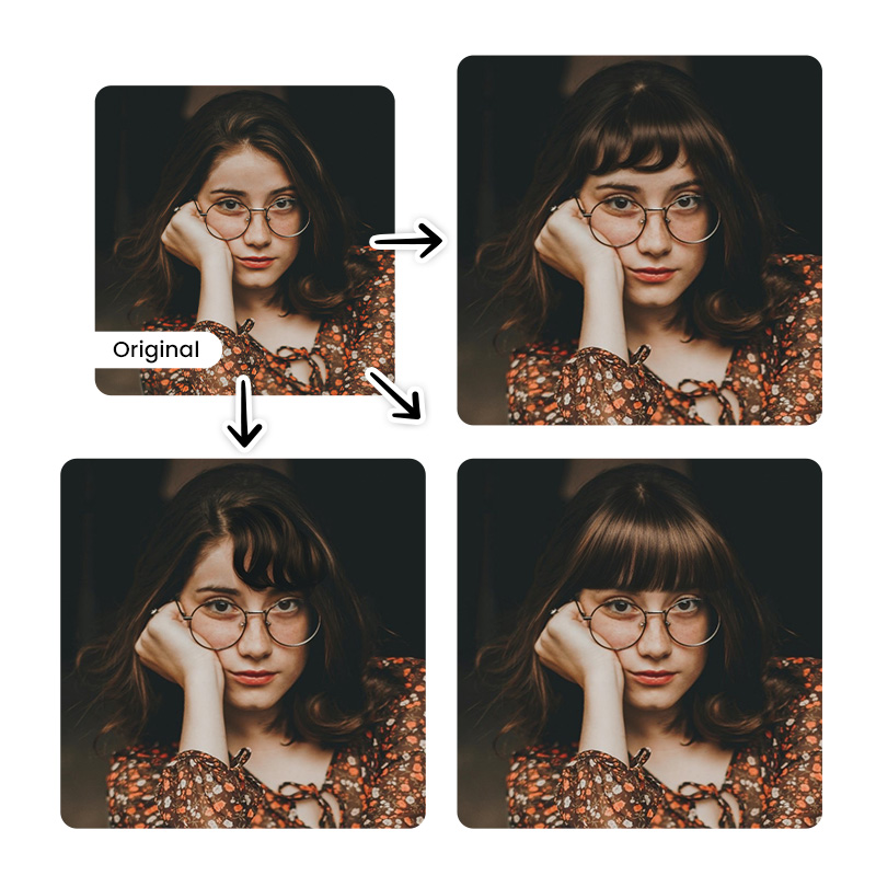 Try on bangs with PhotoDirector