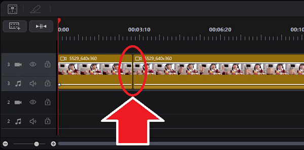 PowerDirector タイムライン分割画面
