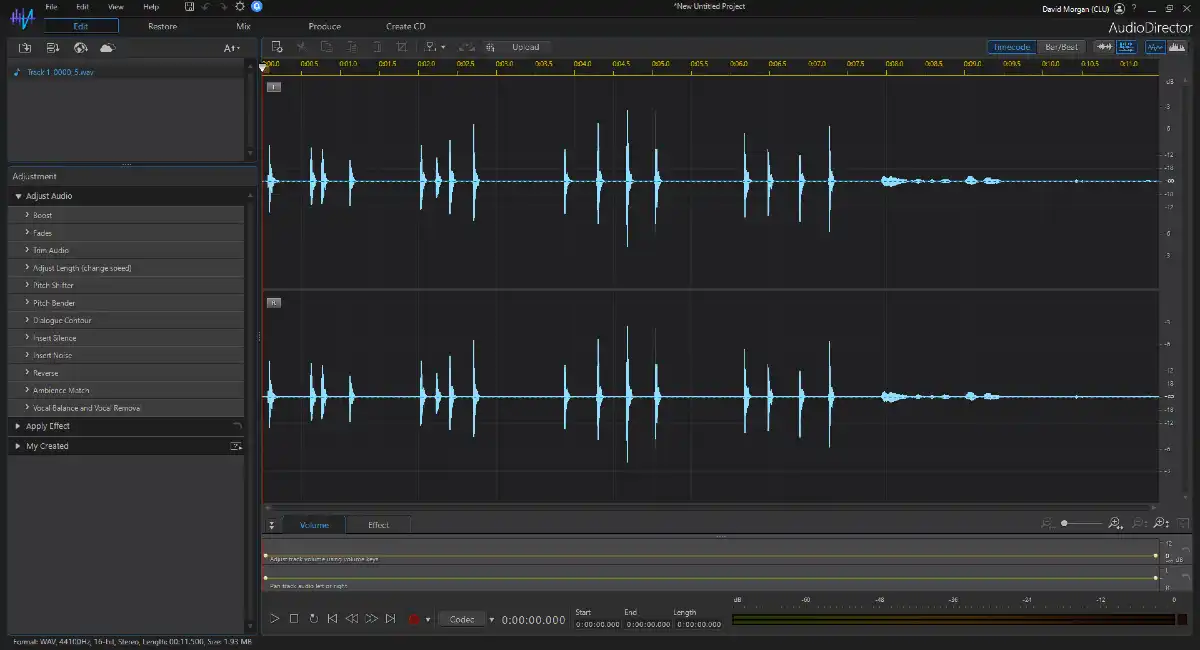 Interfaz de Audacity, un programa para grabar audio gratuito