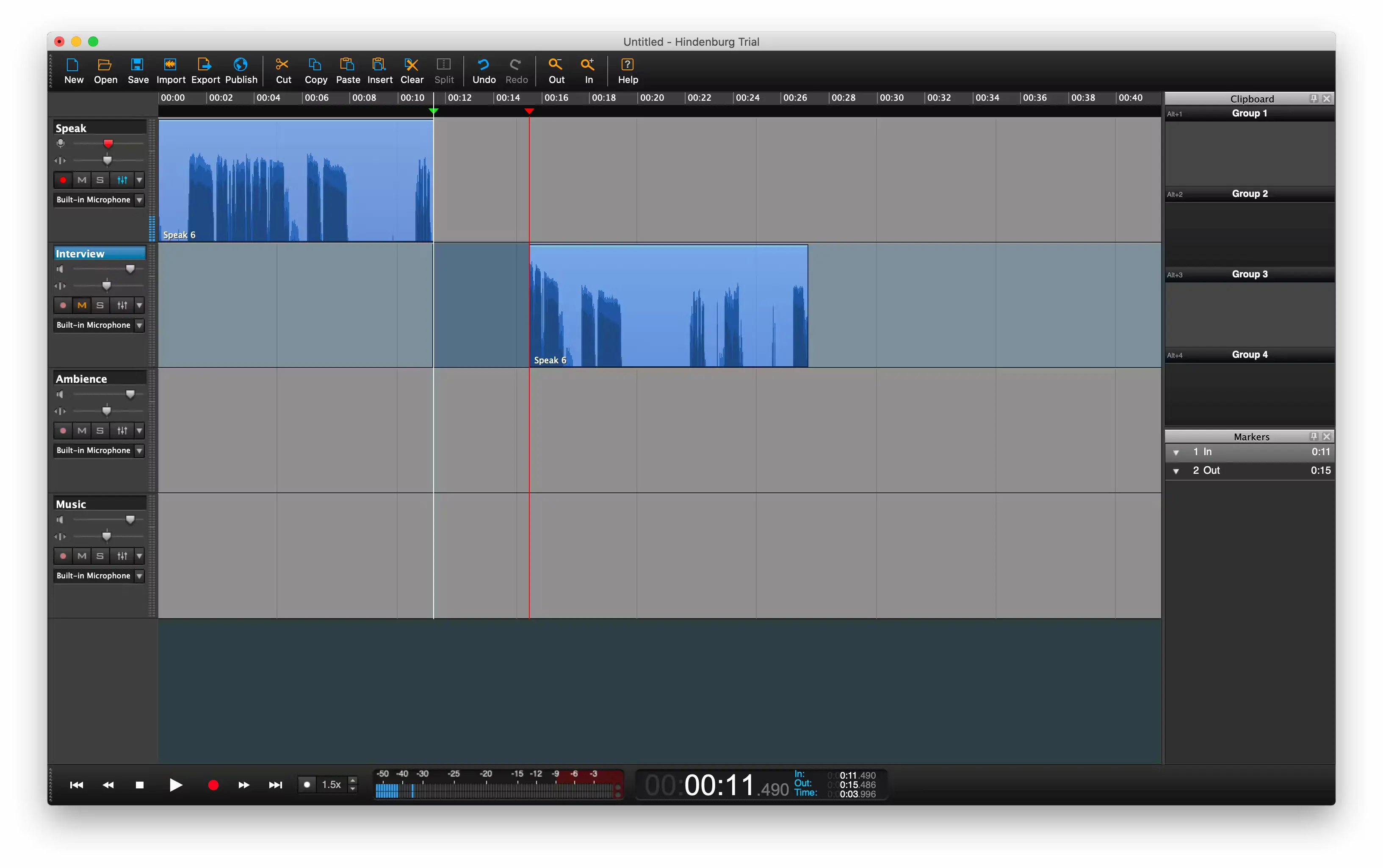 Interfaz de Audacity, un programa para grabar audio gratuito