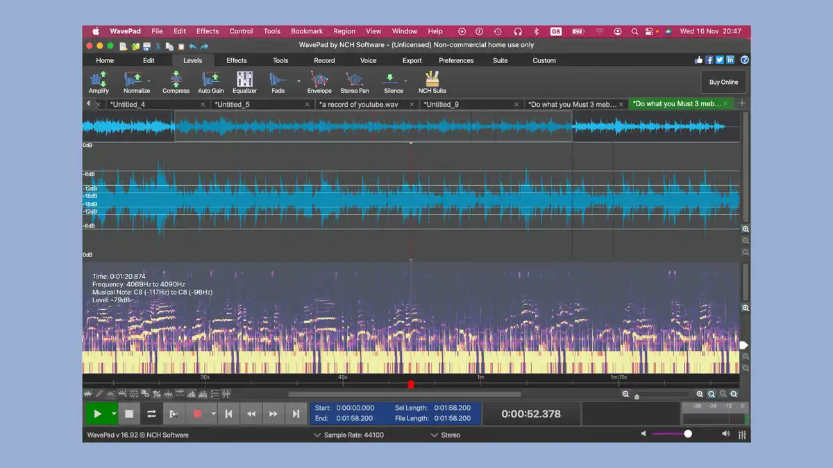 Interfaz de Audacity, un programa para grabar audio gratuito