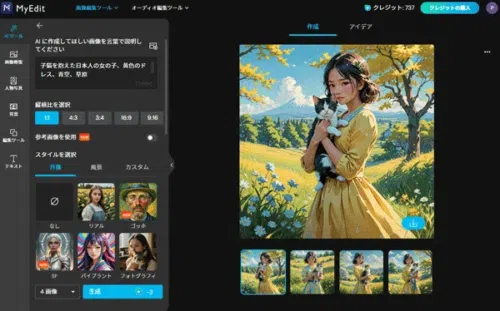 MyEdit AI 画像生成 画面