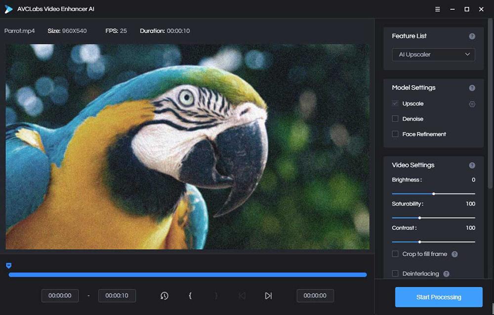 AVCLabs Video Enhancer AI 인터페이스