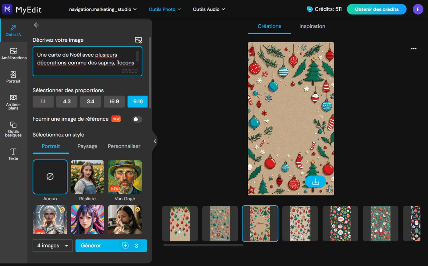 Créer une carte de noel personnalisée en ligne - Etape 2