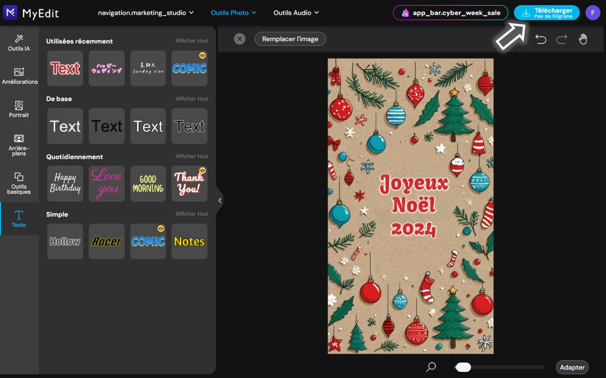 Créer une carte de noel personnalisée en ligne - Etape 5
