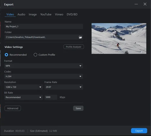 convertir video en mp4 avec powerdirector