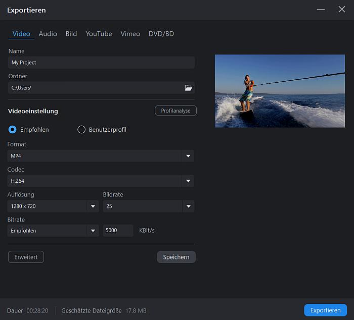Video mit PowerDirector in MP4 umwandeln