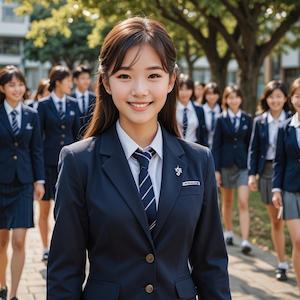 MyEdit AI 画像生成 紺色のブレザー スタイル：リアル反映画像2