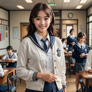 MyEdit AI 画像生成 セーラー服ーカーディガンあり スタイル：リアル反映画像1