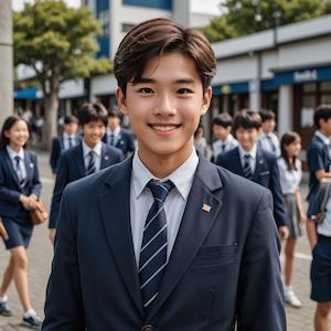 MyEdit AI 画像生成 男子高校生ー紺ブレザー スタイル：リアル反映画像1