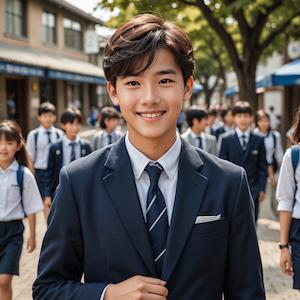 MyEdit AI 画像生成 男子高校生ー紺ブレザー スタイル：リアル反映画像2