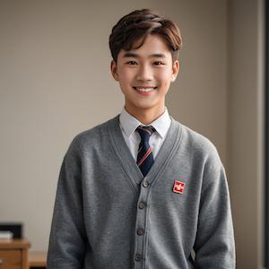MyEdit AI 画像生成 男子高校生ーカーディガン制服 スタイル：リアル反映画像2