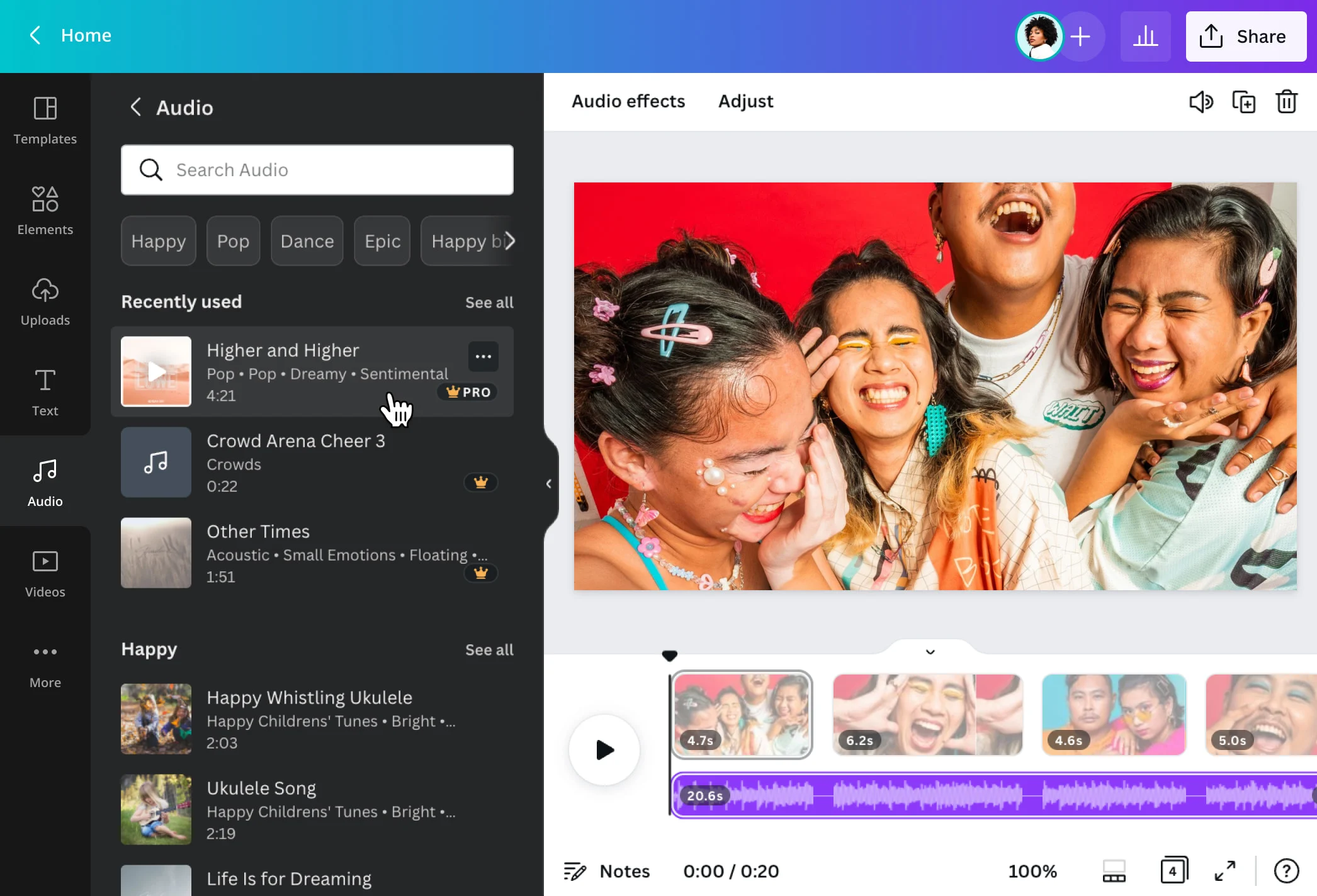 agregar música a una foto online