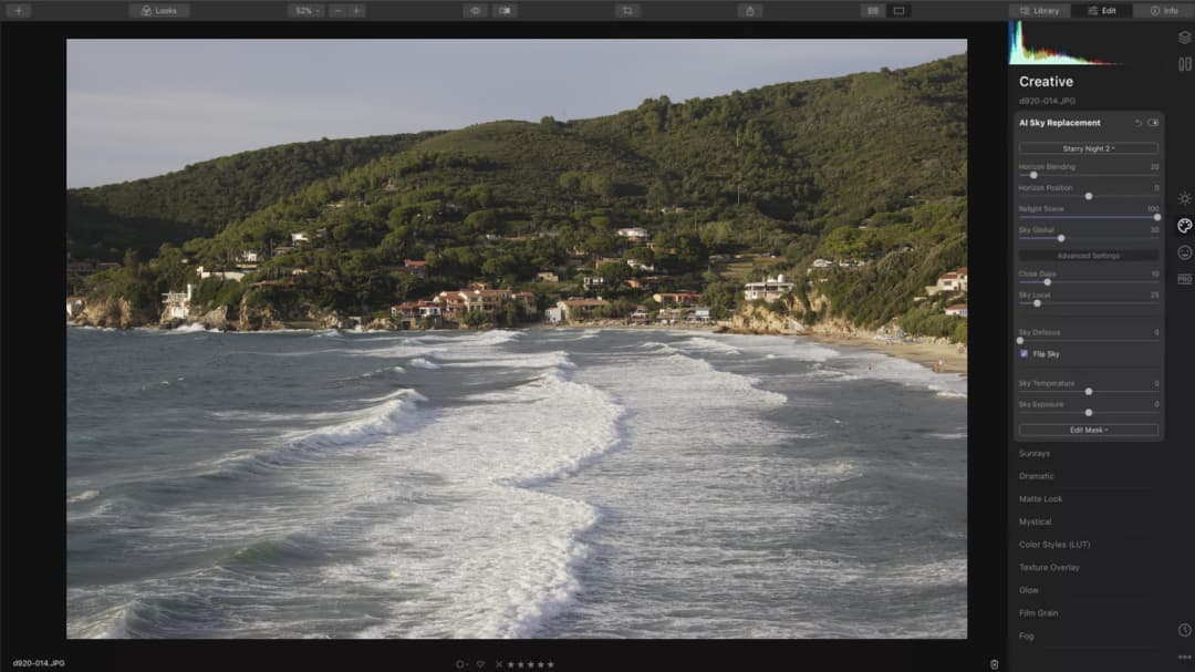 Luminar4 ユーザーインターフェース