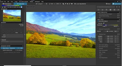 DxO PhotoLab ユーザーインターフェース