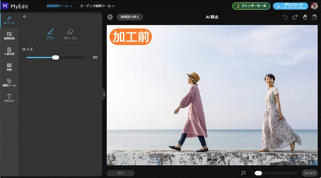 MyEdit AI 除去サンプル