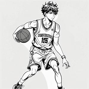 MyEdit AI 画像生成 スタイル漫画 バスケをしている男子高校生 生成その2画像