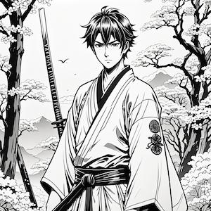 MyEdit AI 画像生成 スタイル漫画 着物を着ている男の子 生成その1画像