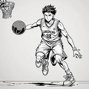 MyEdit　AI 画像生成 スタイル漫画 バスケをしている男子高校生 生成その1画像