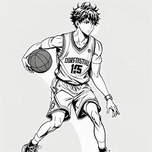 MyEdit　AI 画像生成 スタイル漫画 バスケをしている男子高校生 生成その2画像