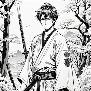 MyEdit　AI 画像生成 スタイル漫画 着物を着ている男の子 生成その1画像