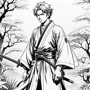 MyEdit　AI 画像生成 スタイル漫画 着物を着ている男の子 生成その2画像