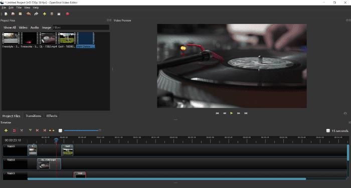 Interface Openshot - Logiciel de montage vidéo gratuit pour débutants avec quelques fonctionnalités avancées