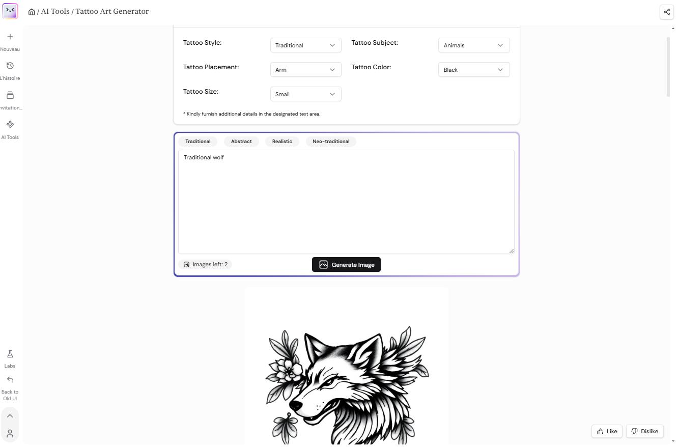 Merlin AI - 2e Meilleur générateur de tatouage IA