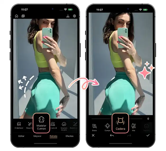 aplicación para aumentar glúteos en fotos
