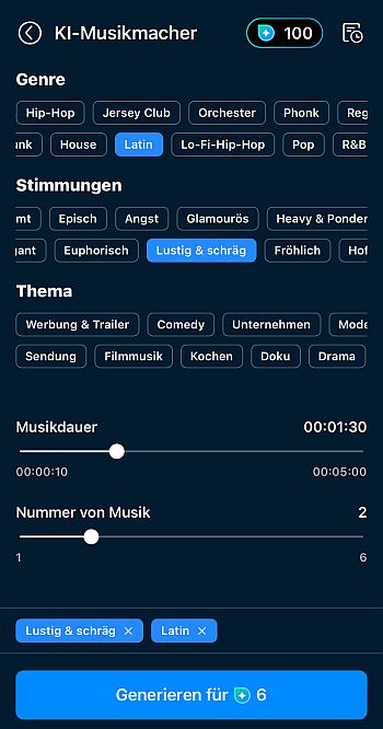KI-Musikgenerator in PowerDirector