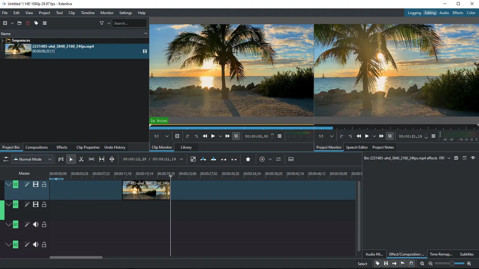 Oberfläche Kdenlive