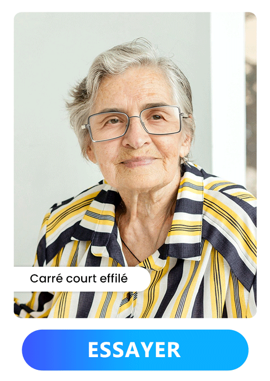 Coupes de cheveux pour femme de 60 ans avec lunettes - Carré court effilé avec raie au milieu