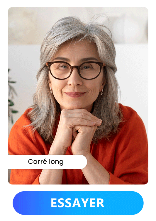 Coupes de cheveux pour femme de 60 ans avec lunettes - Frange effilée avec carré long